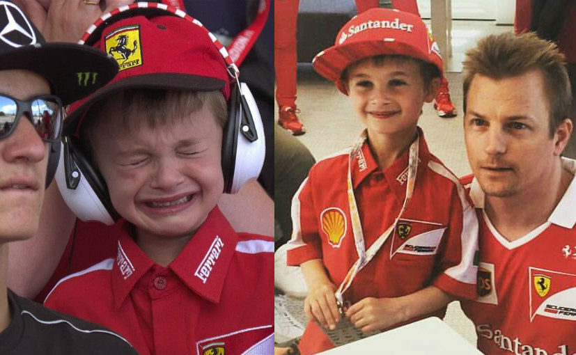 Young Ferrari Fan's Tears Turn Into Smiles As He Meets Kimi Raikkonen