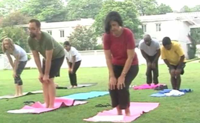 Quite A Stretch: American Embassy Rolls Out Mats To Celebrate International Yoga Day