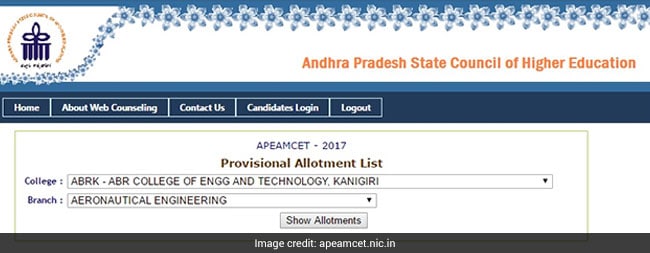 ap eamcet provisional allotment list