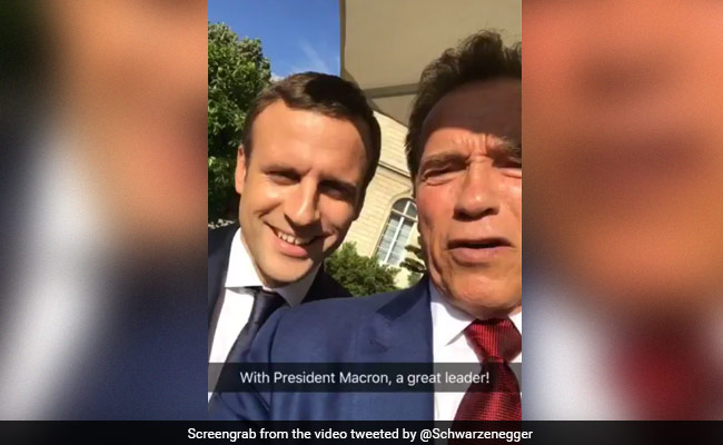 In Jab At Trump, Schwarzenegger And Macron Team Up To 'Make The Planet Great Again'