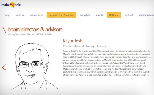 keyur joshi make my trip