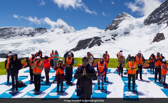 BJP General Secretary Ram Madhav Takes Part In Yoga Hosted In Swiss Alps