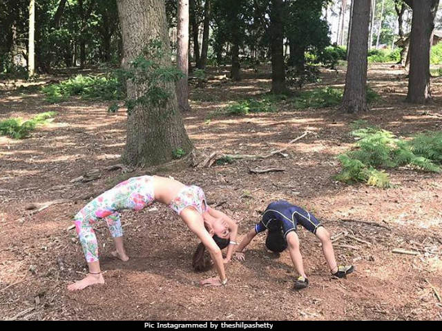 International Yoga Day: Shilpa Shetty And Son's Yoga 'In The Woods.' So Cute