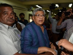 Sitaram Yechury Leads Left Support To AAP's March Against Centre In Delhi