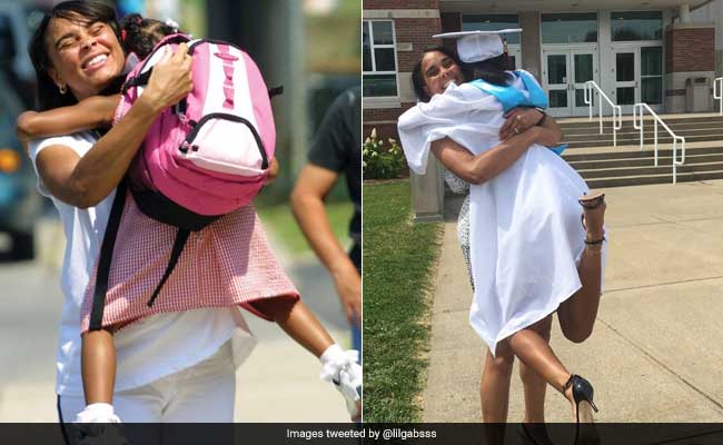 Viral: Teen Recreates Kindergarten Pic With Mum At High School Graduation