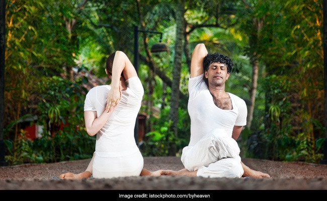 yoga poses in a dress