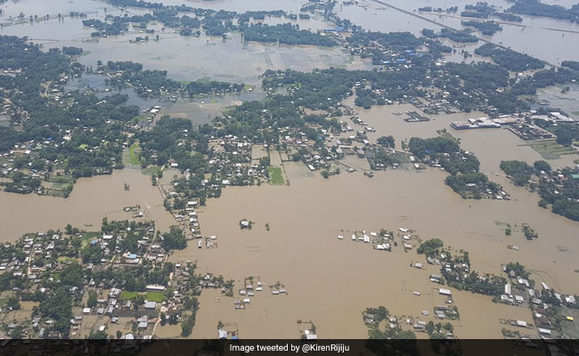 Kiren Rijiju Undertakes Aerial Survey Of Flood-Hit Areas In Assam