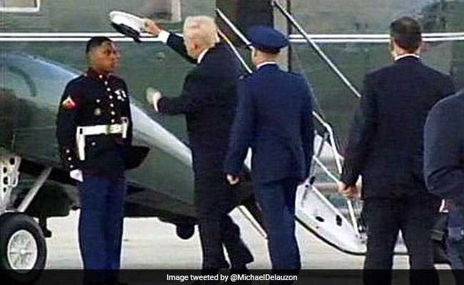 Donald Trump Stops To Pick Up Hat That Flew Off Marine's Head. Video Is Viral