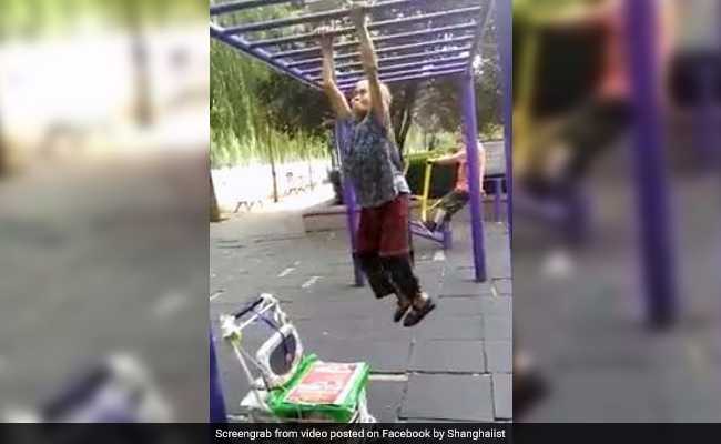 Grandma Swings On Monkey Bar Like It's No Big Deal. And Your Excuse Is?