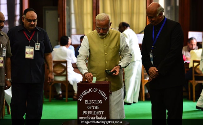 Image result for Voting starts for Presidential Elections 2017- Modi votes in Delhi