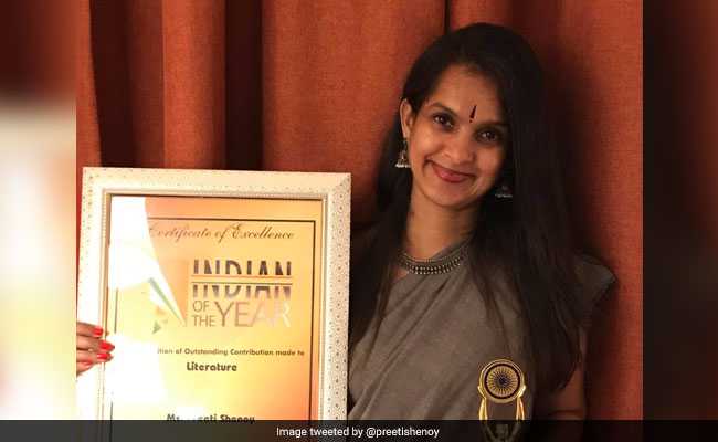 लेखिका प्रीति शिनॉय को मिला 'सरप्राइज', 'इंडियन ऑफ द ईयर' से सम्मानित