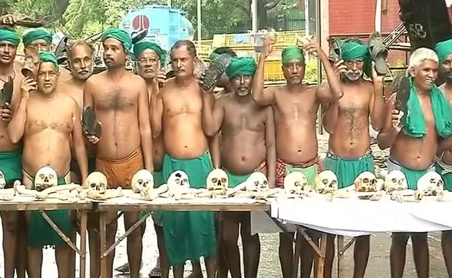 Tamil Nadu Farmers Beat Themselves To Protest MLAs' Salary Hike