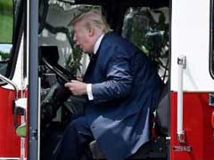 'Where's The Fire?' Asks Donald Trump, Seated In Red Fire Truck. See Pics