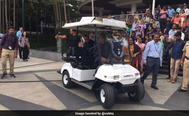 Vishal Sikka Arrives In Driverless Cart, Offers Glimpse Into Infosys' New Plans