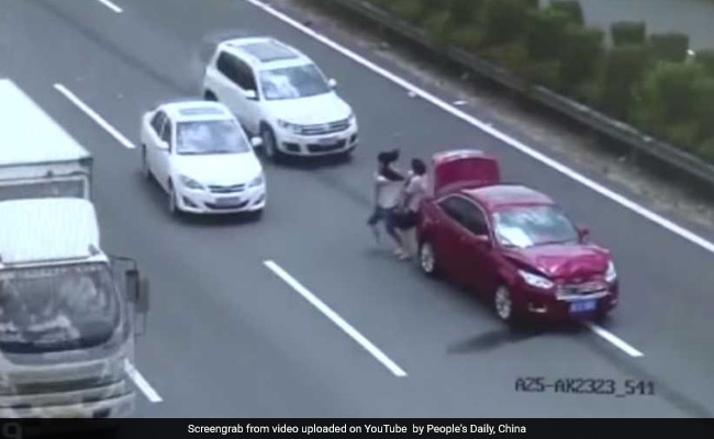 CCTV Footage Shows Exact Moment Speeding Car Missed Family Of 4 By Inches