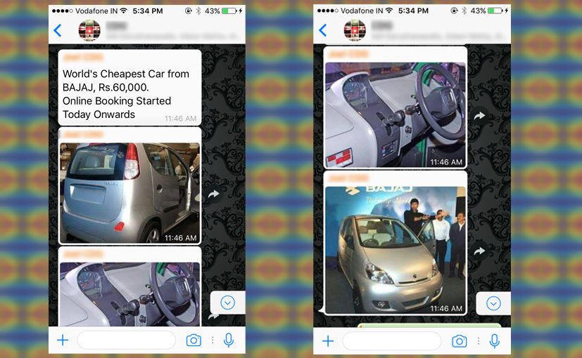 Bajaj Small Car India Launch Is Fake News