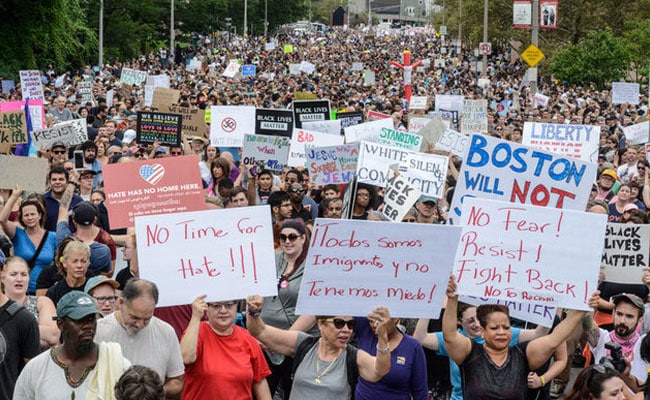 Thousands Take To Streets In Boston Protest Against Hate Speech