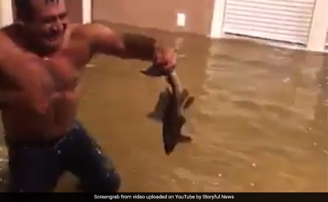 Man Goes Fishing In Home Flooded By Hurricane Harvey. Video Is Viral
