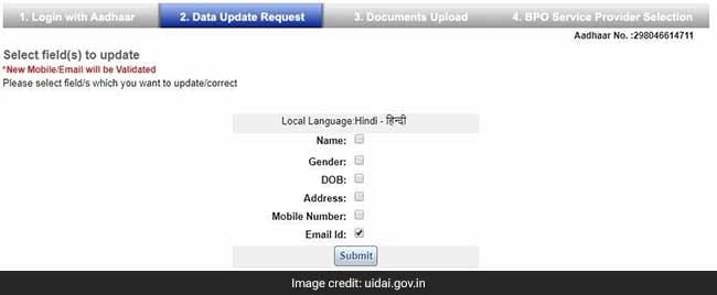 how to update aadhaar details uidai website