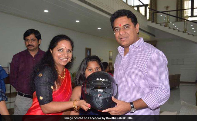 Telangana Minister KT Rama Rao Gets A Helmet From Sister For Raksha Bandhan