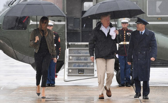 Donald Trump Visits Texas Disaster Zone Before Harvey Return