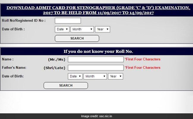 ssc stenographer admit card