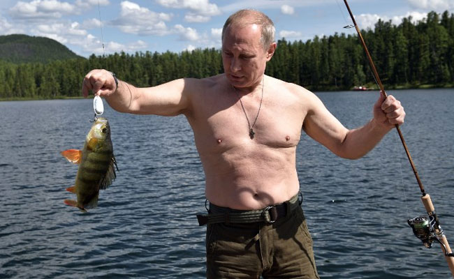 Vladimir Putin Bares Chest On Fishing Trip To Remote Siberian Lake