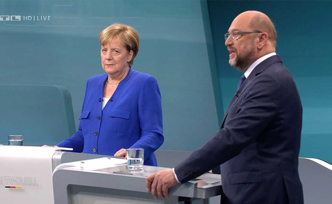 In German Debate, Merkel And Her Challenger Go After Donald Trump, But Not Each Other