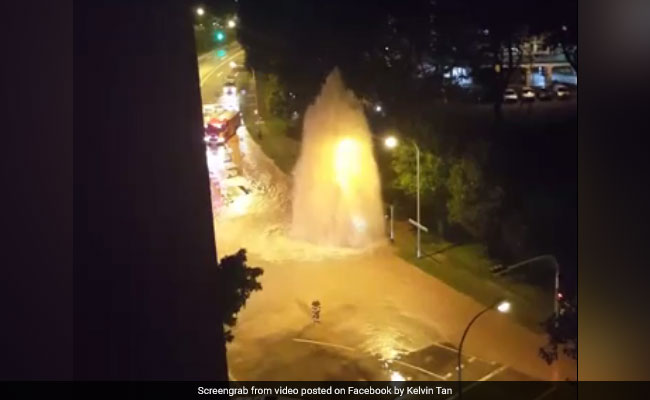 Watch: Pipe Burst Creates 3-Storey-High Water Fountain, Floods Busy Road