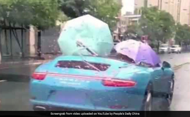 Driver Takes Porsche Convertible For A Spin. It Rains. See His 'Jugaad'