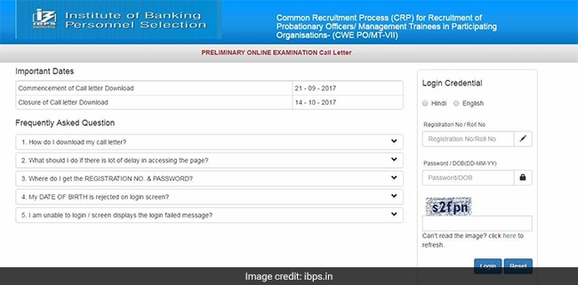 ibps po admit card 2017