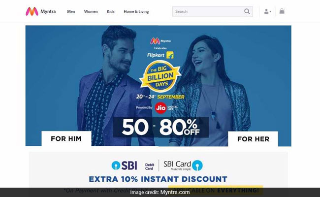 Myntra Gives Extra 10% Off To SBI Card Users During Flipkart’s 'Big Billion Days' Sale