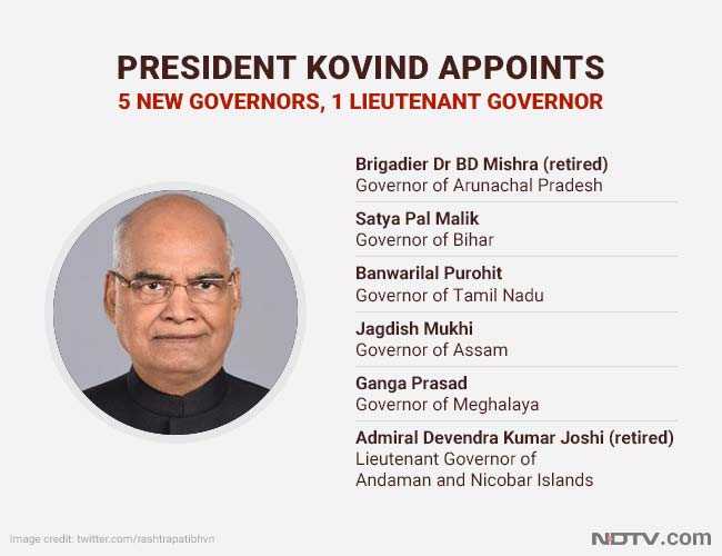 President Ram Nath Kovind Appoints 5 New Governors, Tamil Nadu Gets Its ...