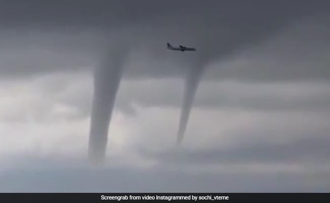 Watch: Incredible Moment Plane Flies Past 3 Tornadoes In Russia