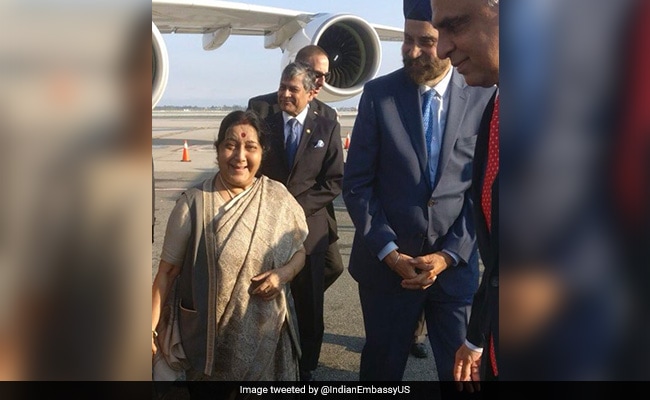 Sushma Swaraj Arrives In New York To Attend UN General Assembly Meet