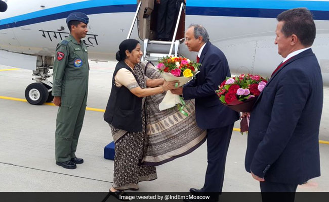 External Affairs Minister Sushma Swaraj Arrives In Russia On 3-Day Visit