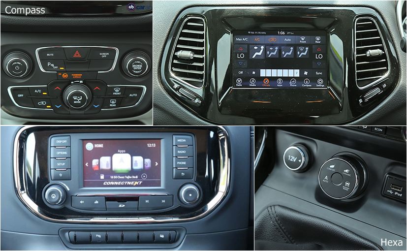 tata hexa vs jeep compass infotainment system