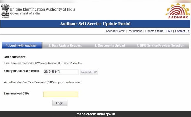 update aadhaar details uidai website