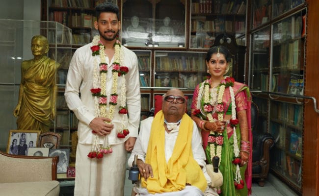 Actor Vikram S Daughter Marries Karunanidhi S Great Grandson See Pics great grandson see pics