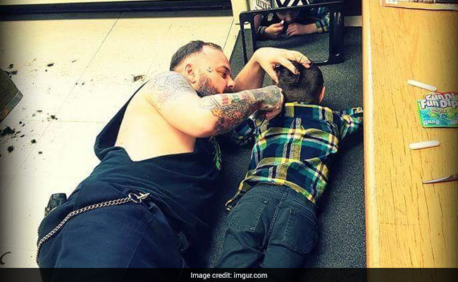 Barber Lies Down On Floor To Cut Boy's Hair. Pic Is Viral