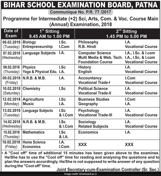 bseb class 12 time table, BSEB Class 12 time table 2018, Bihar Board intermediate exam, BSEB Class 12 dates 2018, BSEB intermediate 12 time table 2018, BSEB senior secondary time table 2018, 