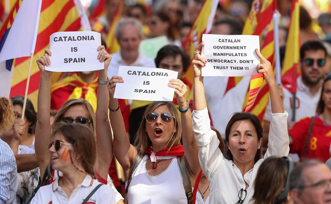 Thousands Protest In Barcelona Against Catalan Independence