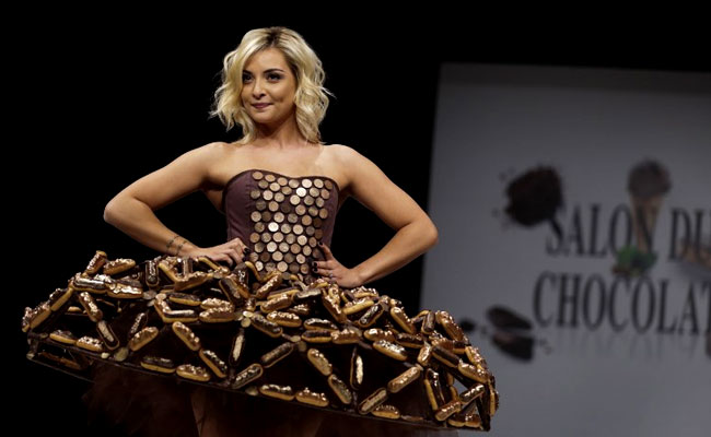 In Paris, Models Strut Down Runway In Dresses Made Of Chocolate