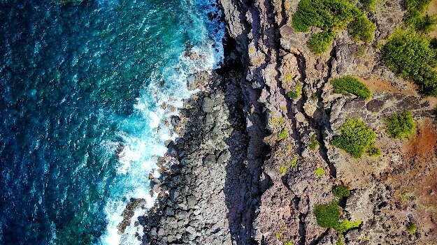 drone shot off coast hawaii