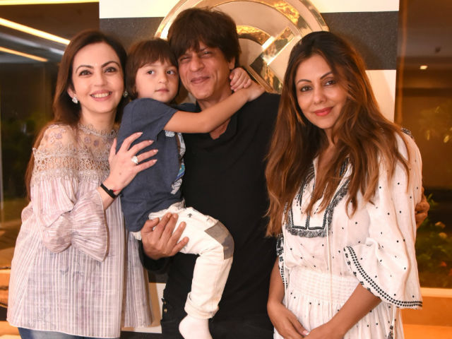 Shah Rukh Khan, AbRam And Gauri Welcome Nita Ambani To Gauri Khan Designs