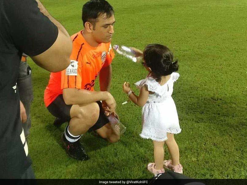 MS Dhoni's Daughter Ziva Carries Drinks For Dad In Celebrity Clasico