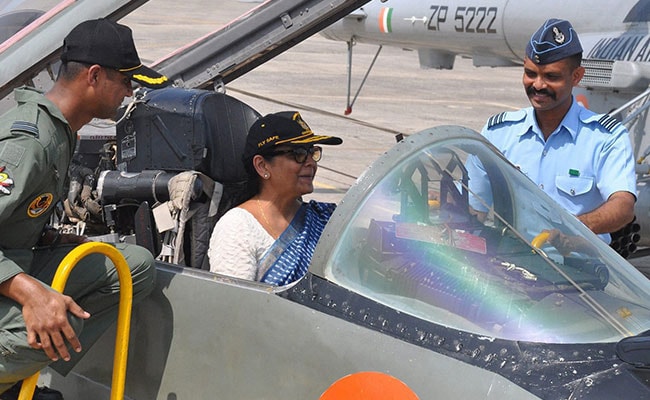 Defence Minister Nirmala Sitharaman Visits Jamnagar Air Force Station, Sits In MiG-29 Fighter