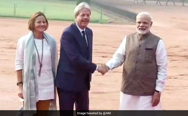 Italian PM Paolo Gentiloni Arrives In Delhi, Meets PM Modi