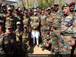 PM Modi Celebrates Diwali With Soldiers - 'His Family' - In Kashmir PM Modi Celebrates Diwali With Soldiers - 'His Family' - In Kashmir