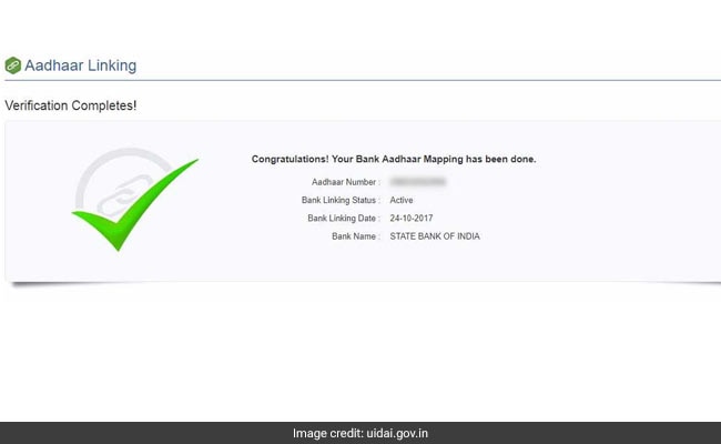 aadhaar bank account linking status uidai site